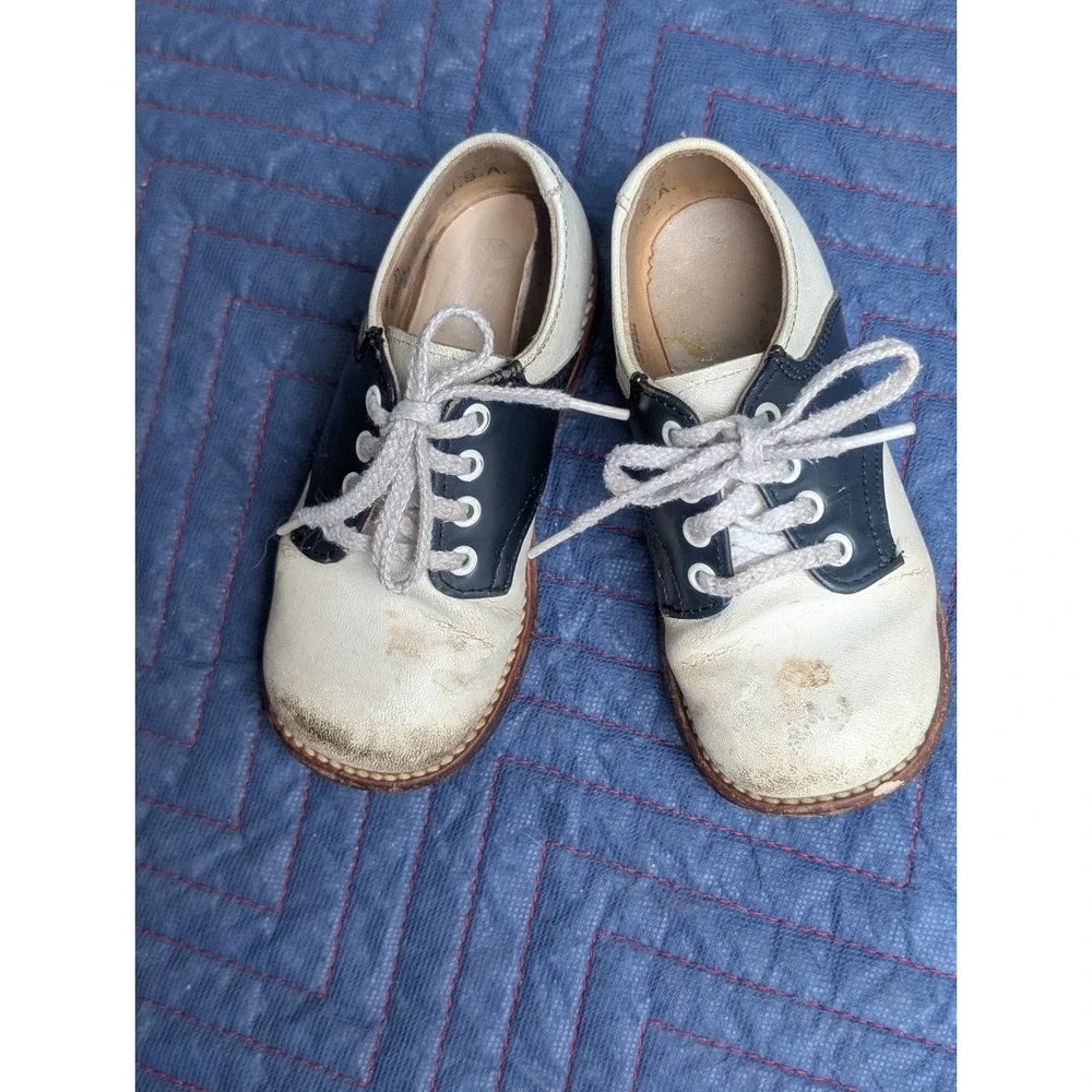 Ruggies Vintage Leather Oxford Childs Shoes, Boy/Girl Size 7D Made In USA
